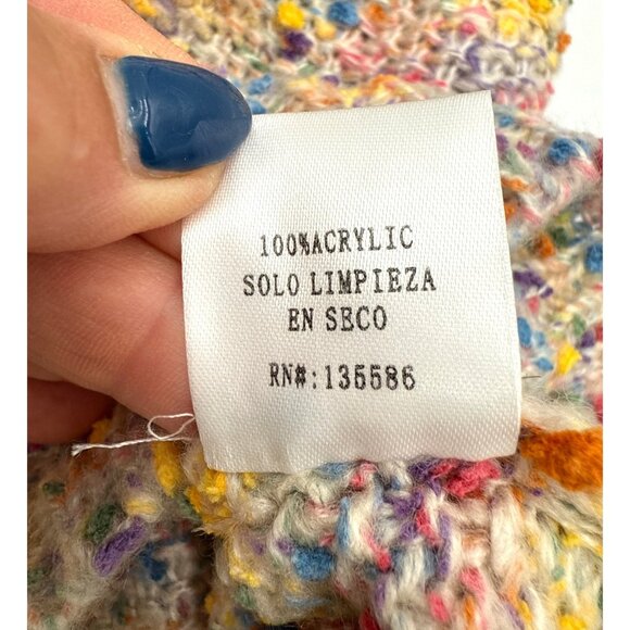 Main Strip Multi Color Confetti V Neck Chunky Boxy Long Sleeve Sweater Small - Picture 10 of 13